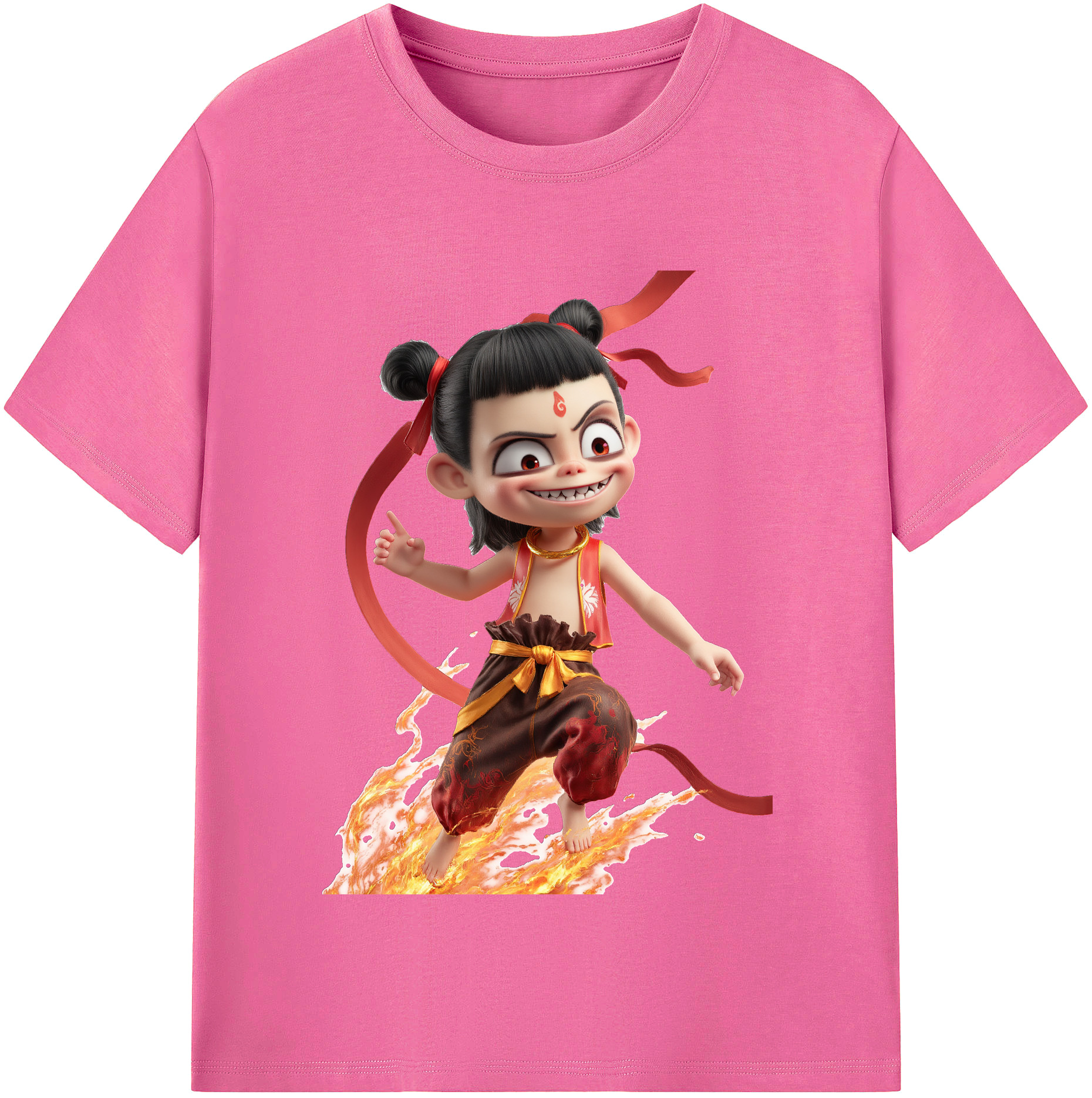 （画像用） Ne Zha 2 ナタ 魔童の大暴れ レディースカジュアルプリントTシャツ（綿100％）